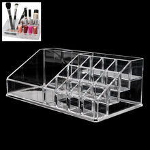 16 Compartment Cosmetic Makeup Jewellery Lipstick Storage Organiser Box, Cosmetic Storage Box Make-up Lipstick Organizer / Lipstick Holder Case  Transparent