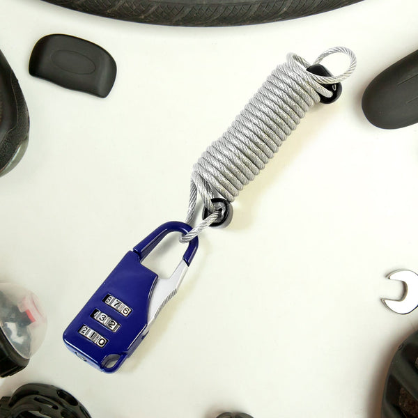 Anti-theft Dial Lock, Padlock, 3-Digit, Built-In Wire (1 Pc)